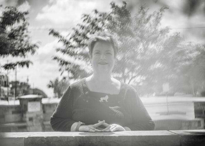 A black and white photo of Brenda Morris
