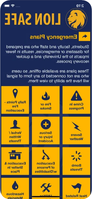 Screenshot of the emergency plans page in the Lion Safe app.  