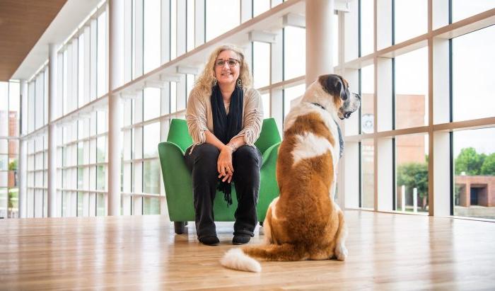 Sandy Kimbrough, Ph.D., with dog